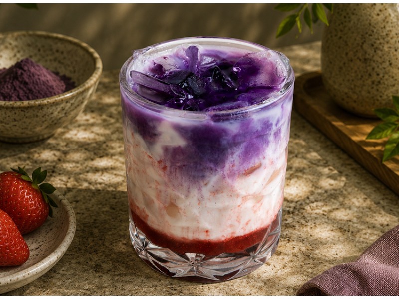 Ice Strawberry Ube Latte